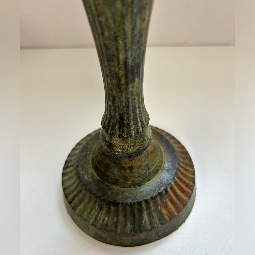 Vintage brass Green/ candle stick holder / made in India / rare